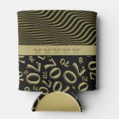 Zwart en Goud 70e Verjaardagsfeestnummerpatroon Blikjeskoeler (Achterkant)