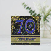 Zwart en goud 70ste verjaardagsfeest kaart (Staand voorkant)