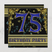 Zwart en Goud 75ste verjaardagsfeest Kaart (Voorkant / Achterkant)