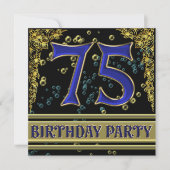 Zwart en Goud 75ste verjaardagsfeest Kaart (Voorkant)