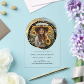 Zwart en goud 80ste verjaardag foto acryl uitnodigingen (Insitu (Huwelijk))