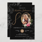 Zwart en goud 80ste verjaardag kaart (Voorkant / Achterkant)