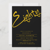 Zwart en goud 80ste verjaardagsfeestje voor volwas kaart (Voorkant)