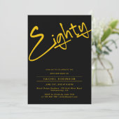 Zwart en goud 80ste verjaardagsfeestje voor volwas kaart (Staand voorkant)