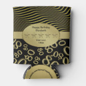 Zwart en Goud 80ste Verjaardagsfeestnummerpatroon Blikjeskoeler (Voorkant)