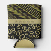 Zwart en Goud 80ste Verjaardagsfeestnummerpatroon Blikjeskoeler (Achterkant)