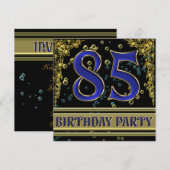 Zwart en Goud 85ste Verjaardagsfeest Kaart (Voorkant / Achterkant)