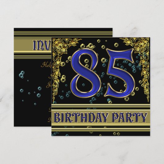 Zwart en Goud 85ste Verjaardagsfeest Kaart (Voorkant / Achterkant)