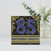 Zwart en Goud 85ste Verjaardagsfeest Kaart (Staand voorkant)