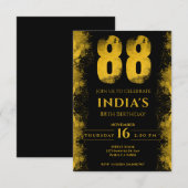 Zwart en Goud 88e Verjaardagsfeestje Kaart (Voorkant / Achterkant)