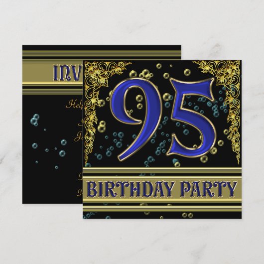 Zwart en Goud 95ste verjaardagsfeest Kaart (Voorkant / Achterkant)