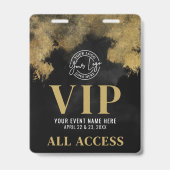 Zwart En Goud Aangepast VIP All Access Badge (Voorzijde)