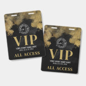 Zwart En Goud Aangepast VIP All Access Badge (Voor- en achterkant)