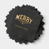 Zwart en goud aangepaste formele kerstservetten folie servetten (Insitu (Gestapeld))