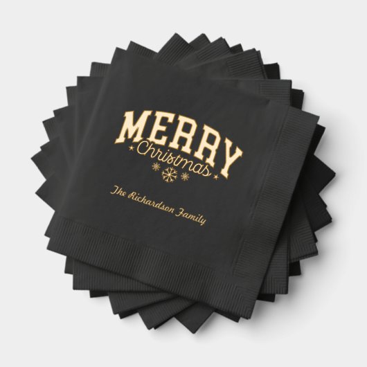 Zwart en goud aangepaste formele kerstservetten folie servetten (Insitu (Gestapeld))