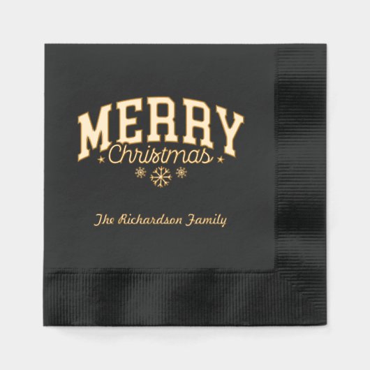Zwart en goud aangepaste formele kerstservetten folie servetten (Voorkant)
