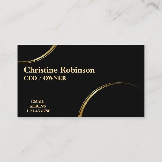 Zwart en Goud Aangepaste Naam en Beroep Visitekaartje (Achterkant)