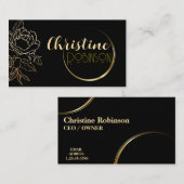 Zwart en Goud Aangepaste Naam en Beroep Visitekaartje (Voorkant / Achterkant)