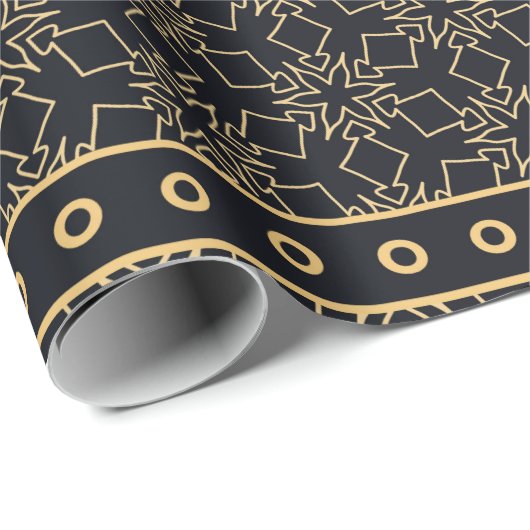 Zwart en goud abstract grafisch patroon. Geometris Cadeaupapier (Rol Hoek)