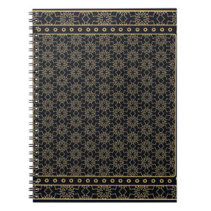 Zwart en goud abstract grafisch patroon. Geometris Notitieboek