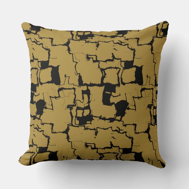 Zwart en goud abstract kussen (Voorkant)