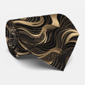 Zwart en goud abstract patroon stropdas (Opgerold)