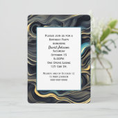 Zwart en Goud Abstract Verjaardagsfeest Kaart (Staand voorkant)