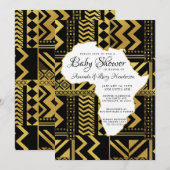 Zwart en Goud Afrika Tribale Baby Shower Kaart (Voorkant / Achterkant)