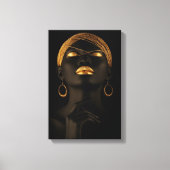 Zwart en Goud Afrikaans vrouwenportret Canvas Afdruk (Voorkant)
