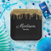 Zwart en goud afstudeerfeest klasse van 2025 papieren bordje (Feest)