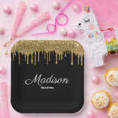 Zwart en goud afstudeerfeest klasse van 2025 papieren bordje (Feest)