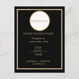 ZWART EN GOUD AFSTUDEERUITNODIGING BRIEFKAART