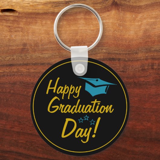 Zwart en Goud Afstuderen cadeau voor Afstudeerders Sleutelhanger (Achterkant)