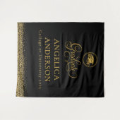 Zwart en Goud Afstuderen Foto Achtergrond Wandkleed (Voorkant (horizontaal))