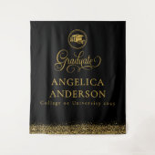 Zwart en Goud Afstuderen Foto Achtergrond Wandkleed (Voorkant)