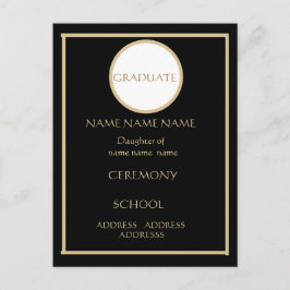 ZWART EN GOUD AFSTUDEREN INSERT 4.25 X 5.6 BRIEFKAART