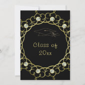 Zwart en Goud Afstuderen Invitation with Diamonds (Achterkant)