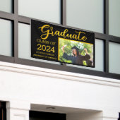 Zwart en Goud Afstuderen Klasse van 2024 Aangepast Spandoek (Buitenkant Gebouw)