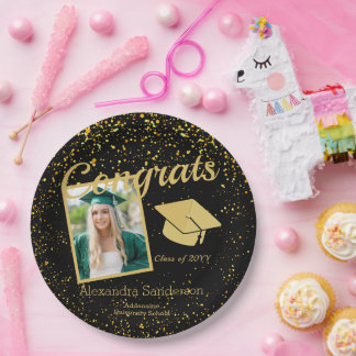 Zwart en Goud Afstuderen Senior Fotoklasse 20xx, Papieren Bordje
