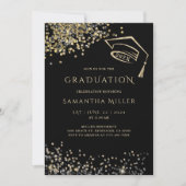 Zwart en Goud Afstuderen Sjabloon Kaart (Voorkant)