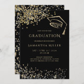 Zwart en Goud Afstuderen Sjabloon Kaart (Voorkant / Achterkant)