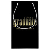 Zwart en Goud Afstuderen Typografie Custom Klein Cadeauzakje (Achterkant)
