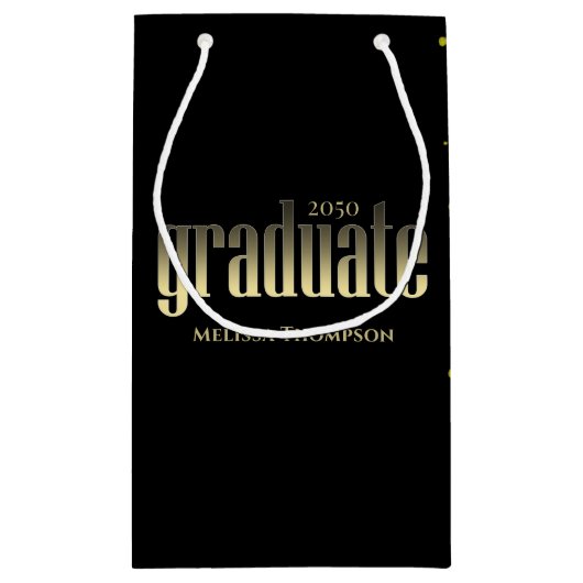 Zwart en Goud Afstuderen Typografie Custom Klein Cadeauzakje (Achterkant)