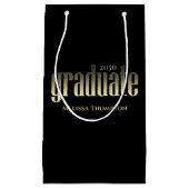 Zwart en Goud Afstuderen Typografie Custom Klein Cadeauzakje (Voorkant)