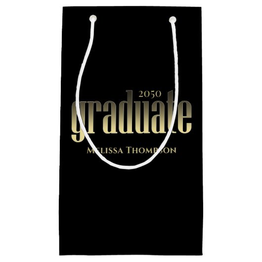 Zwart en Goud Afstuderen Typografie Custom Klein Cadeauzakje (Voorkant)
