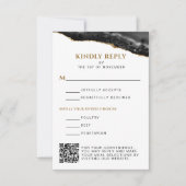 Zwart en goud agaat bar mitswa verticaal RSVP kaartje (Voorkant)