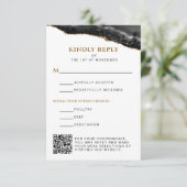 Zwart en goud agaat bar mitswa verticaal RSVP kaartje (Staand voorkant)