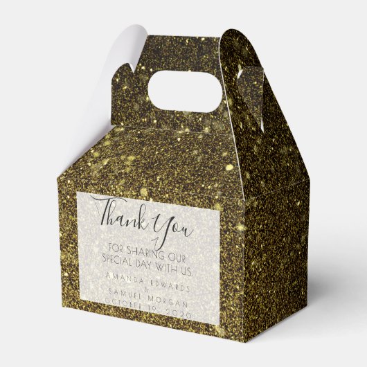 Zwart en Goud Agaat Bruiloft Bedankdoosjes (Voorkant Zijde)