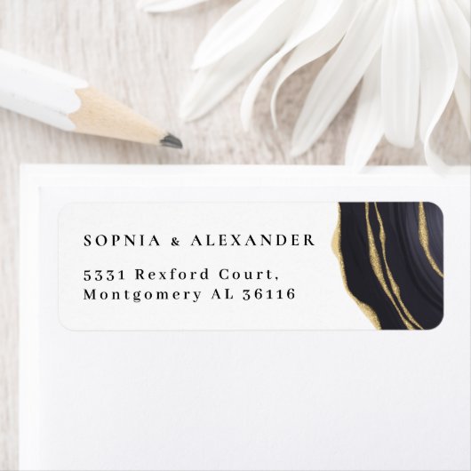 Zwart en goud agaat etiket (Insitu)