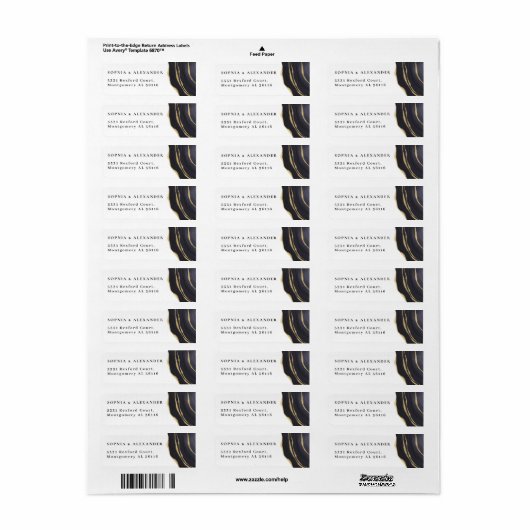 Zwart en goud agaat etiket (Full Sheet)